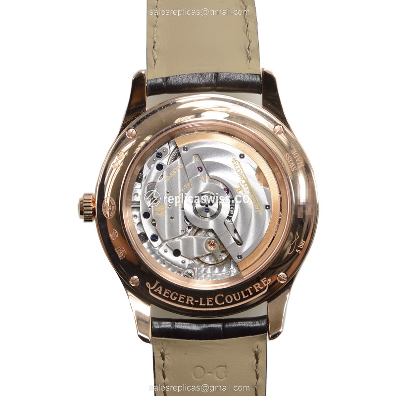 Jaeger-Lecoultre Q1552520 Replica - Ultra Thin - Automatic - 18kt Rose Gold - Silver Dial - Brown Alligator Strap - View 3