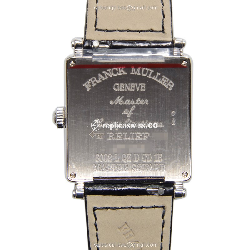Franck Muller 6002 L QZ REL R D CD 1R Replica - Quartz - 18kt White Gold - Diamond - Silver Dial - Alligator Black Buckle - View 3