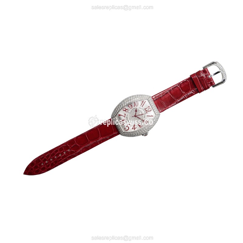Franck Muller 5000 H SC D3 1P OG Replica - Automatic - 18kt Gold - Diamond Case - Silver Dial - View 2