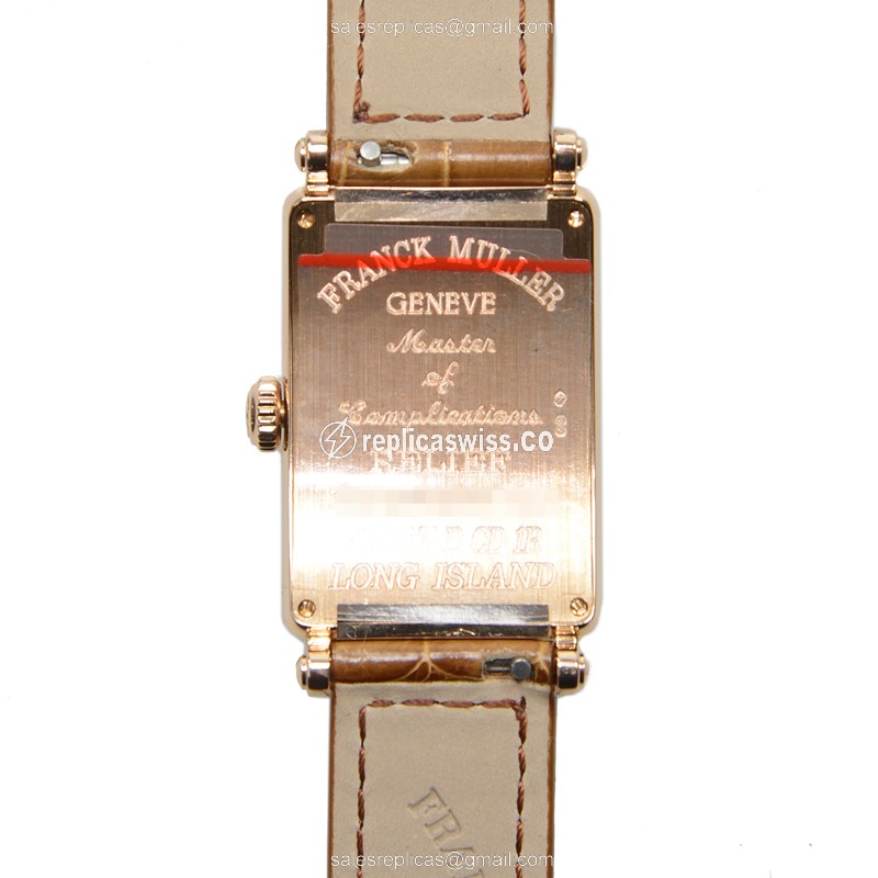 Franck Muller 902 QZ REL D CD 1R Replica - Quartz - 18kt Rose Gold Case - Silver Dial, Brown Alligator Strap - View 3