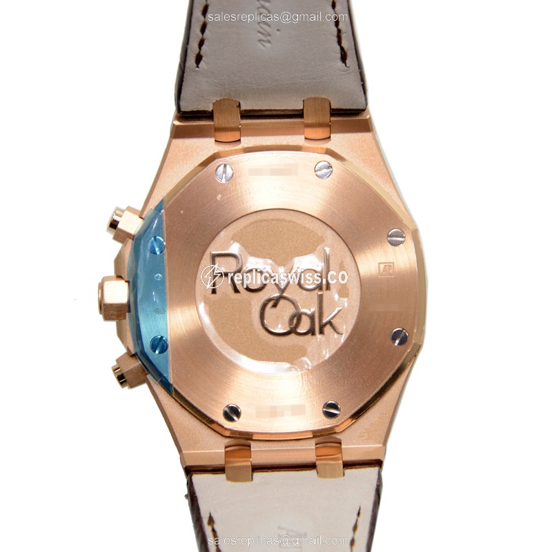 Royale Oak Replica - Audemars Piguet - 18kt Rose Gold - Automatic - Silver Dial - Brown Alligator Strap - View 3
