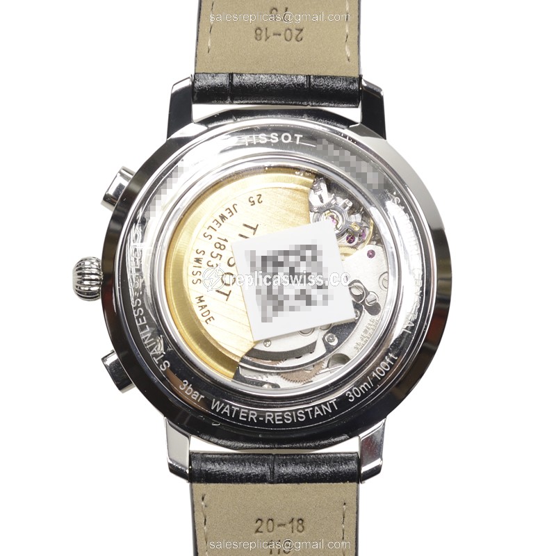 Automatic Tissot T-CLASSIC - Stainless Steel - Black Dial - Leather Strap - View 3