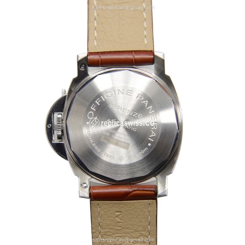 Panerai PAM00244 LUMINOR - Automatic - Steel - Black - Brown Alligator - Sapphire Crystal - View 3