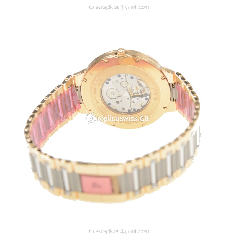 Piaget DANCER Replica - Manual Wind - 18kt Rose Gold Case - White Dial - Gold Strap - View 4