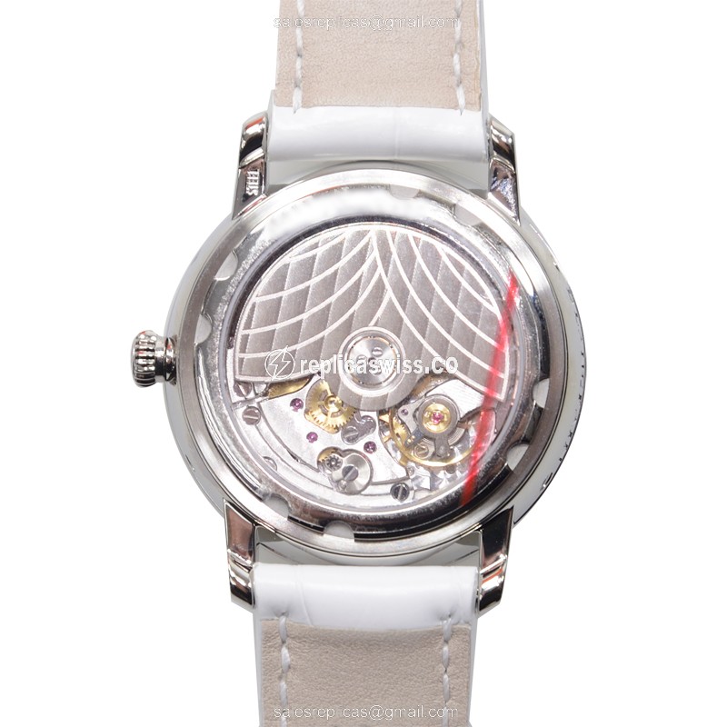 Blancpain 3663A-4654-55B Replica - Automatic - White Dial - Diamond Case - Alligator White Strap - View 3