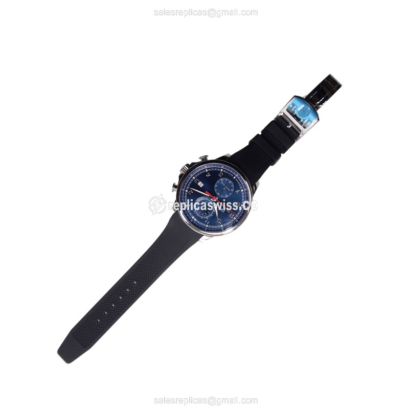 IWC Portuguese Replica - Automatic - Steel - Blue Dial - Black Rubber Strap - View 2