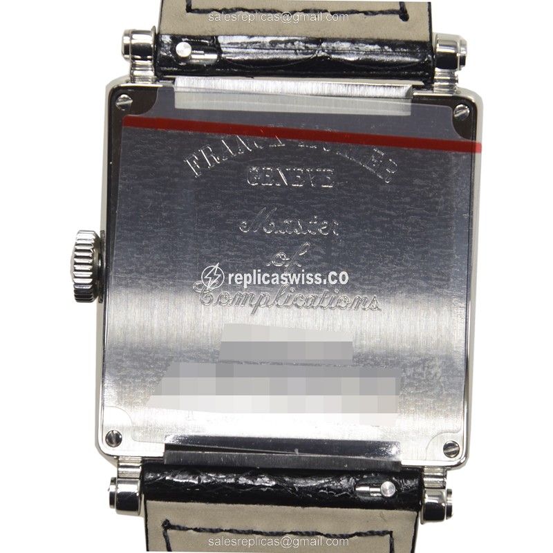 Franck Muller 6000 H SC DT REL R AC Replica - Sapphire Crystal - Silver Dial - Alligator Black Strap - View 3