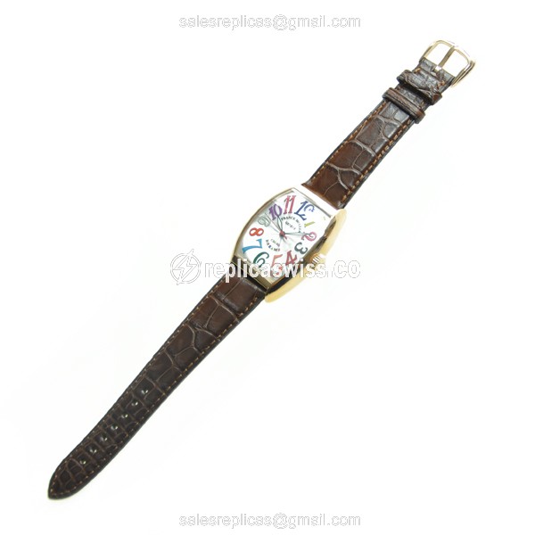 Franck Muller 7851 SC COL DRM 5N Replica - Automatic - White Dial - 18kt Rose Gold Case - Brown Alligator Strap - View 2