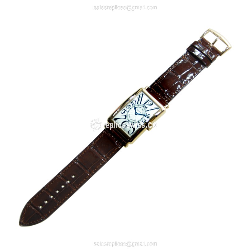 Franck Muller 1000 SC LONG ISLAND - Auto 18kt Rose Gold - Silver Dial, Brown Alligator Buckle - View 2