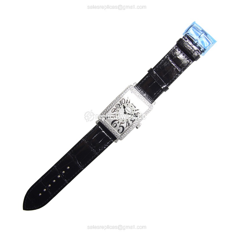 Franck Muller 1000 SC REL D Replica - Automatic - 18kt White Gold - Diamond Case - Silver Dial - View 2