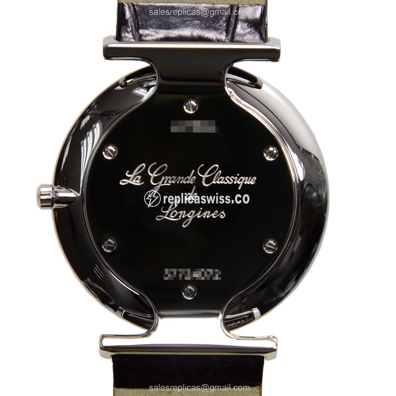 Longines LA GRANDE Quartz - Stainless Steel Case - White Dial - Black Alligator Strap - View 3