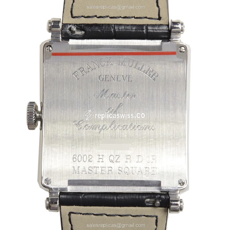 Franck Muller 6002 Quartz Replica - Diamond Case - Silver Dial - Leather Strap - View 3