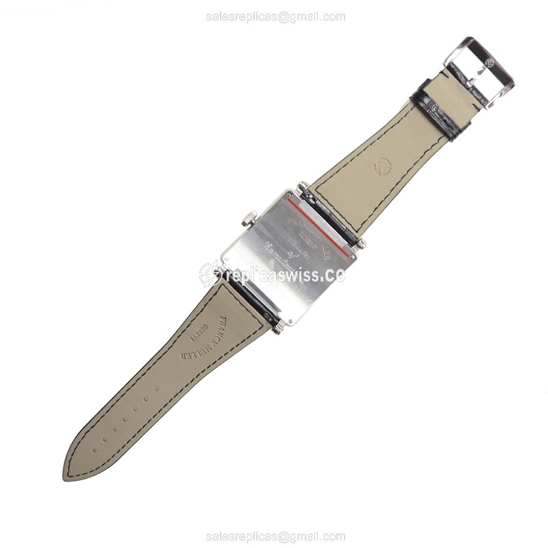 Franck Muller 6002 Quartz Replica - Diamond Case - Silver Dial - Leather Strap - View 4