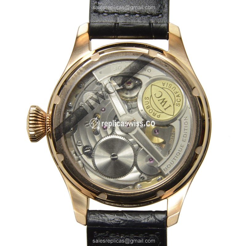 IWC IW502639 PILOTS - Automatic 18kt Rose Gold - Gold Dial - Alligator Black Strap - View 3