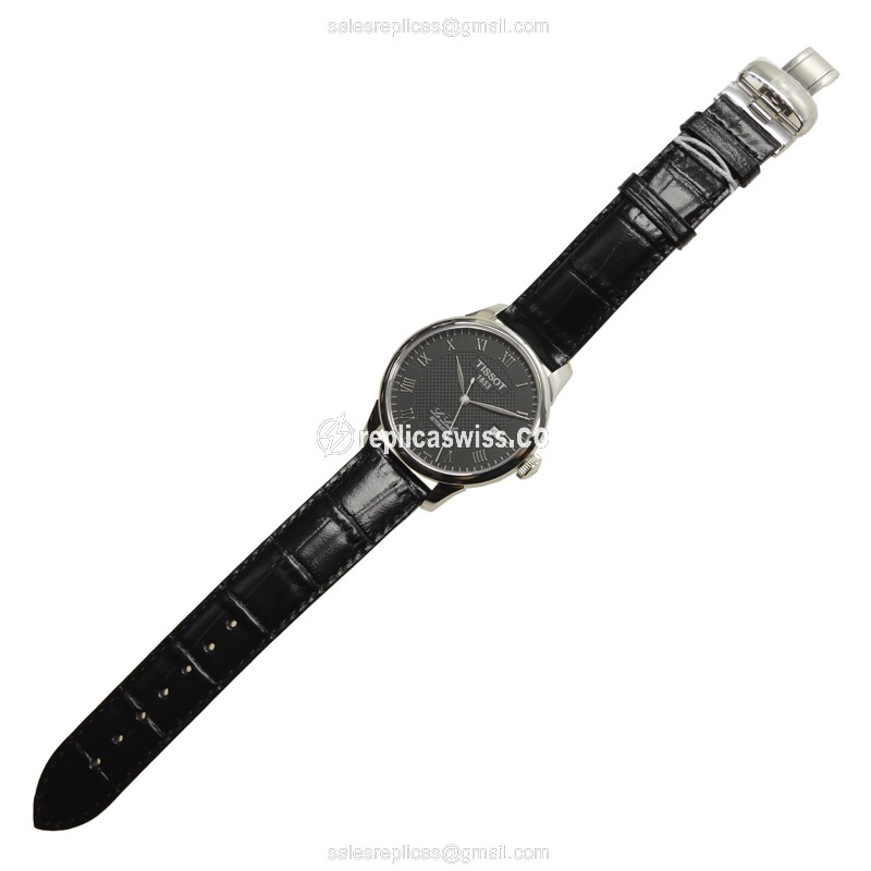 Tissot T41.1.423.53 T-CLASSIC - Automatic - Steel Case - Black Dial - Leather Strap - View 2