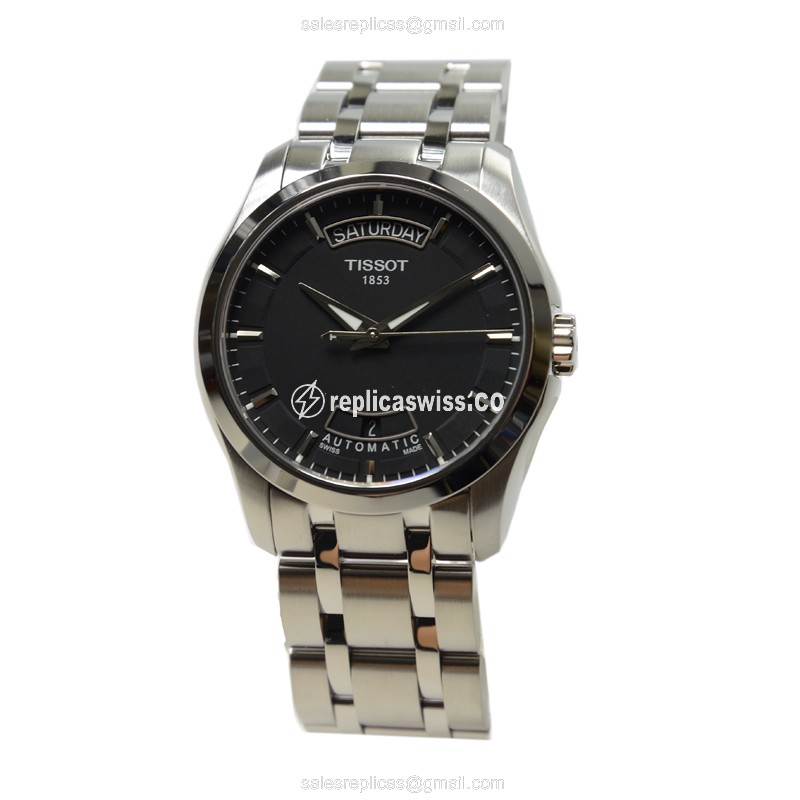Automatic Tissot T-CLASSIC Replica - Black Dial - Steel Case & Band - View 2