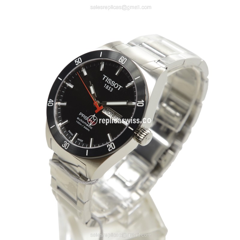 Tissot T-SPORT Automatic - Black Dial - Silver Steel - Clasp - 40mm Replica Watch - View 3