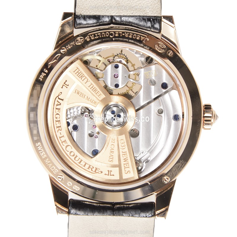 Jaeger-Lecoultre Rendez-Vous Replica - Automatic - 18kt Rose Gold - Diamond Accents - White Dial - Black Alligator Strap - View 3