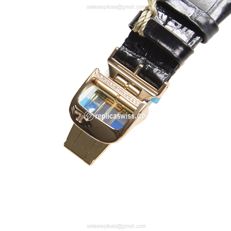 Jaeger-Lecoultre Rendez-Vous Replica - Automatic - 18kt Rose Gold - Diamond Accents - White Dial - Black Alligator Strap - View 4