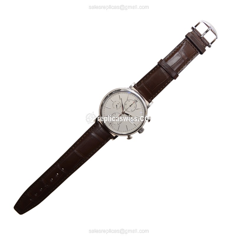 Portofino Replica - IWC IW391007 - Automatic - Stainless Steel - Silver Dial - Brown Alligator - View 2