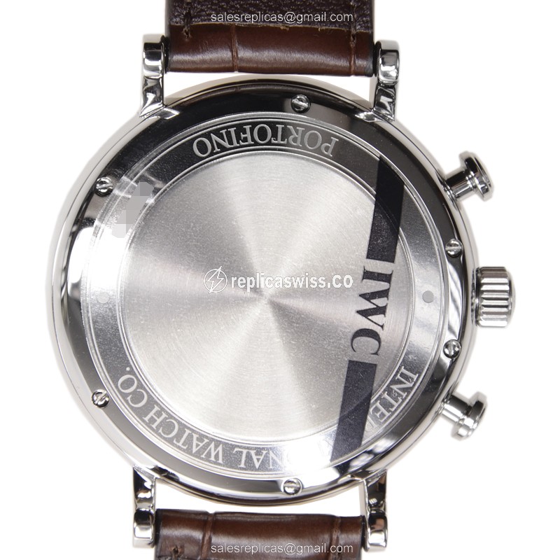 Portofino Replica - IWC IW391007 - Automatic - Stainless Steel - Silver Dial - Brown Alligator - View 3