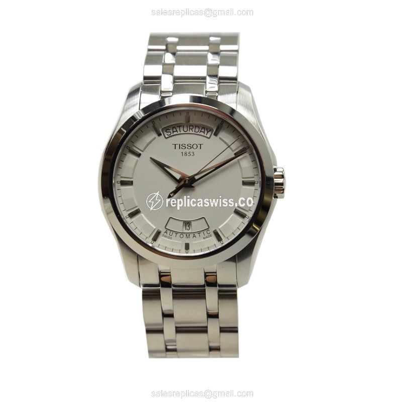 Tissot T-CLASSIC Automatic - Steel Case - White Dial - Silver Steel Strap - View 2
