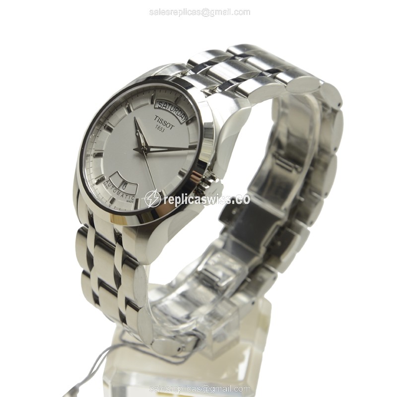 Tissot T-CLASSIC Automatic - Steel Case - White Dial - Silver Steel Strap - View 3