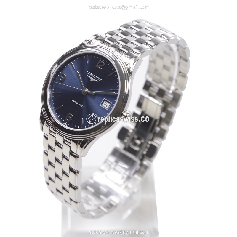 Longines Flagship L4.774.4.96.6 - Automatic - Steel Case - Blue Dial - Silver Steel Strap - View 3