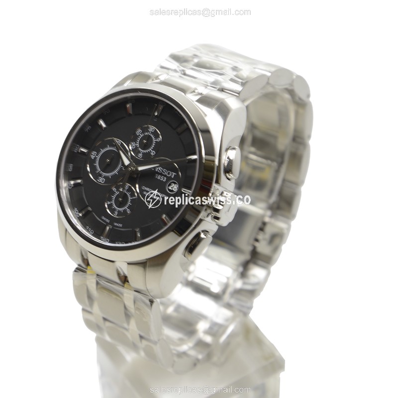 Automatic Tissot T-CLASSIC - Stainless Steel Case - Black Dial - Silver Band - Clasp - View 3