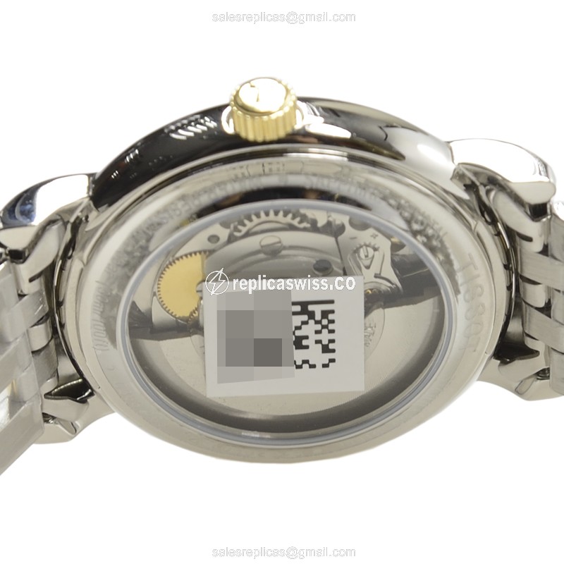 Tissot T-CLASSIC Automatic - Silver Dial - Steel Case - Gold Strap - View 4