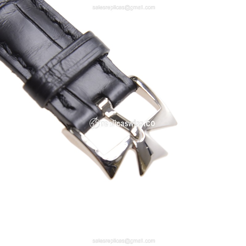 Vacheron Constantin TRADITIONNELLE Replica - Quartz - 18kt White Gold - White Dial - Black Alligator Buckle - View 4