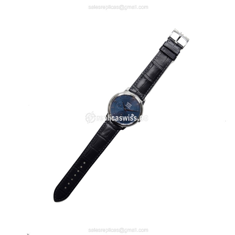 Omega DE VILLE Replica - Automatic - Steel Case - Blue Dial - Black Alligator Strap - View 2