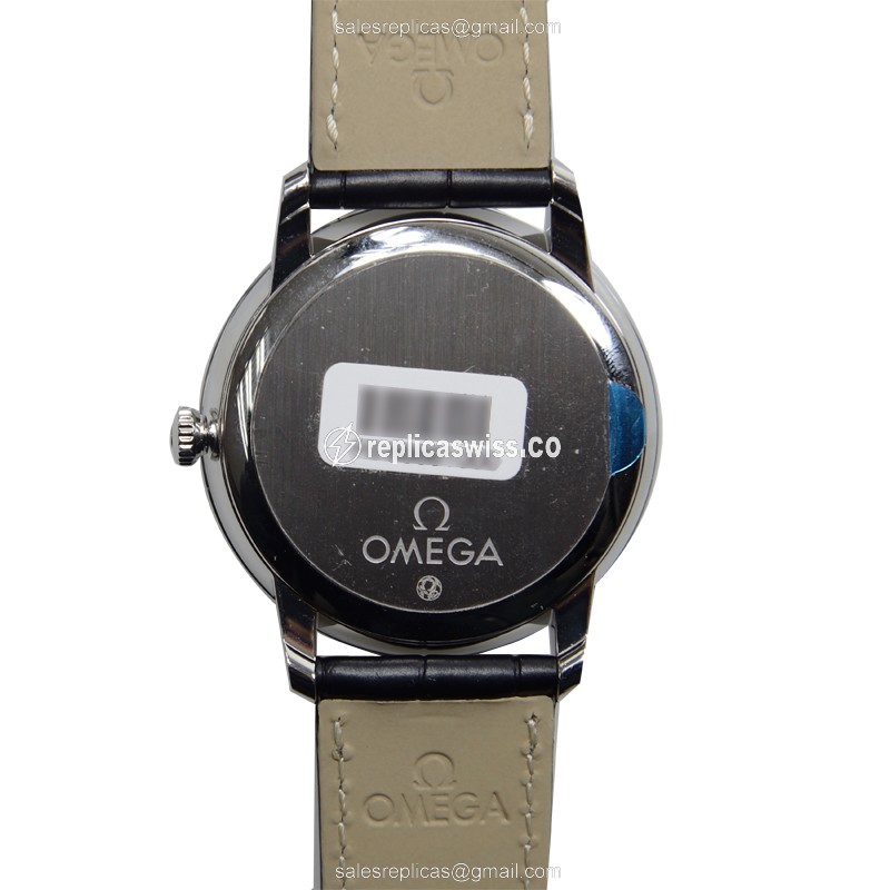 Omega DE VILLE Replica - Automatic - Steel Case - Blue Dial - Black Alligator Strap - View 3