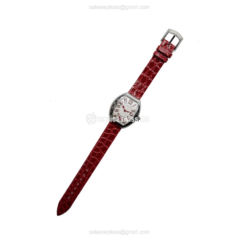 Franck Muller 5002 S QZ C 6H HEART Quartz - Silver Dial - Leather Red Strap - Buckle Clasp - View 2