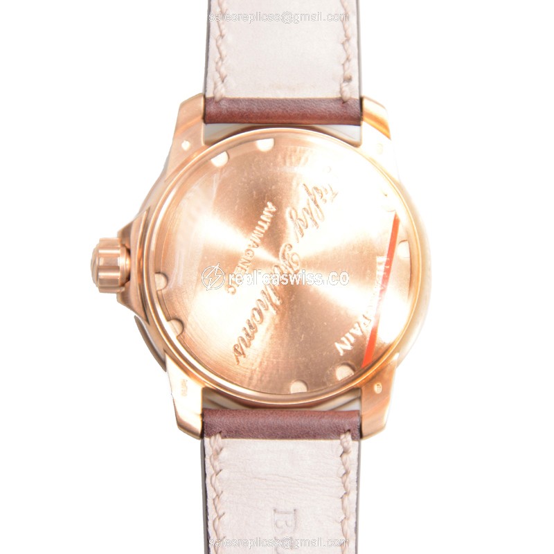 Blancpain 5015A-3630-63B Replica - Automatic - 18kt Rose Gold - Black Dial - Leather Strap - View 3