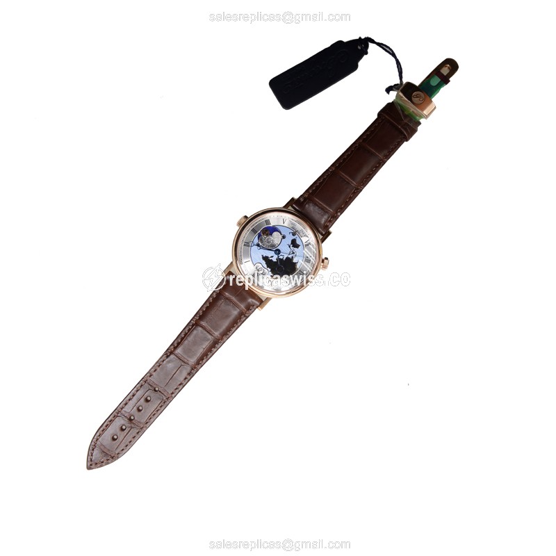 Classical Breguet 5717BR/AS/9ZU - Automatic 18kt Rose Gold - Silver Dial, Brown Alligator - View 2