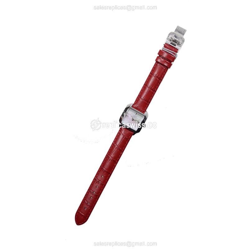 Rolex T-LADY Quartz Steel Case - Silver Dial - Red Leather Strap - Clasp - View 2