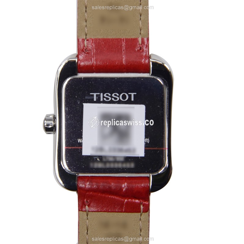 Rolex T-LADY Quartz Steel Case - Silver Dial - Red Leather Strap - Clasp - View 3