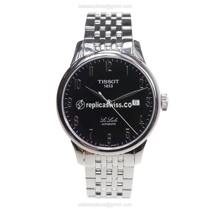 Tissot LE LOCLE Automatic - Steel Case - Black Dial - Silver Steel - Clasp - View 2