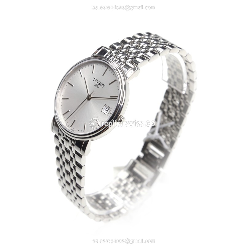 Rolex T-CLASSIC Quartz - Silver Steel Case - Silver Dial - Clasp - View 3