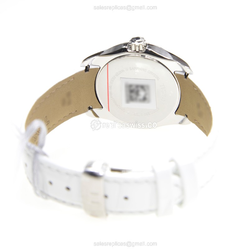 Rolex T-CLASSIC Quartz - Silver Dial - Stainless Steel - White Leather Strap - View 4