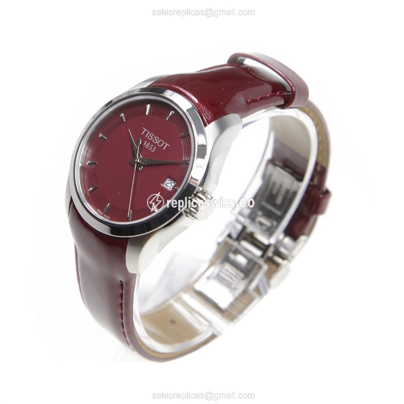 Rolex T-TREND Replica - Quartz - Steel Case - Red Dial - Leather Strap - Red Clasp - View 3