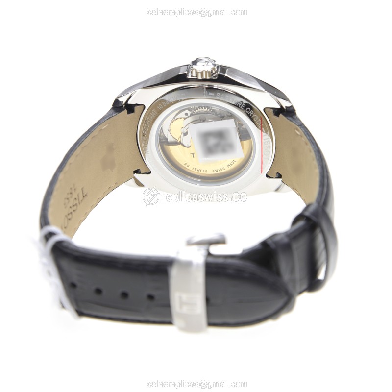 Rolex T-Classic Replica - Automatic - Steel Case - Black Dial - Leather Strap - View 4