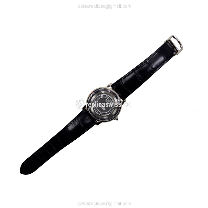 Cartier Rotonde De Cartier Replica - Manual Wind - 18kt Gold - Gray Dial - Black Alligator Strap - View 2