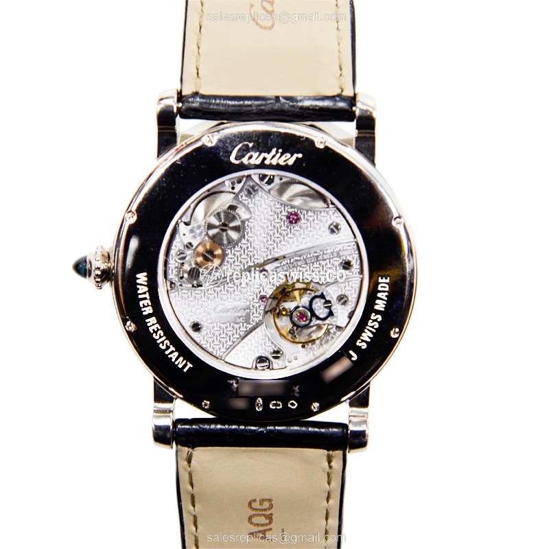 Cartier Rotonde De Cartier Replica - Manual Wind - 18kt Gold - Gray Dial - Black Alligator Strap - View 3