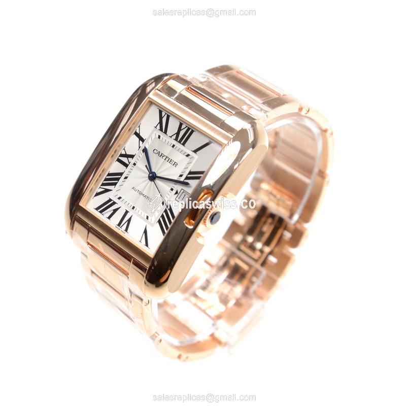 Cartier W5310002 Replica - Automatic - 18kt Rose Gold - White Dial - Gold Clasp - View 3