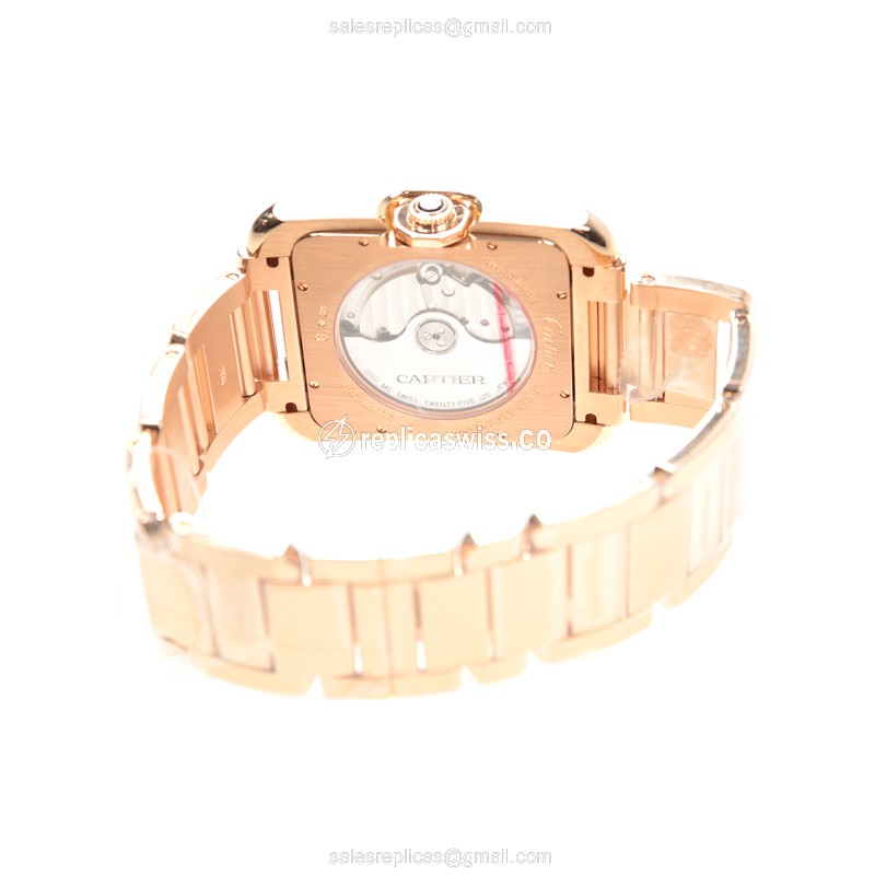 Cartier W5310002 Replica - Automatic - 18kt Rose Gold - White Dial - Gold Clasp - View 4