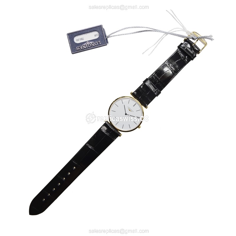 Longines L4.709.2.12.2 Replica - Quartz - Gold PVD Case - White Dial - View 2