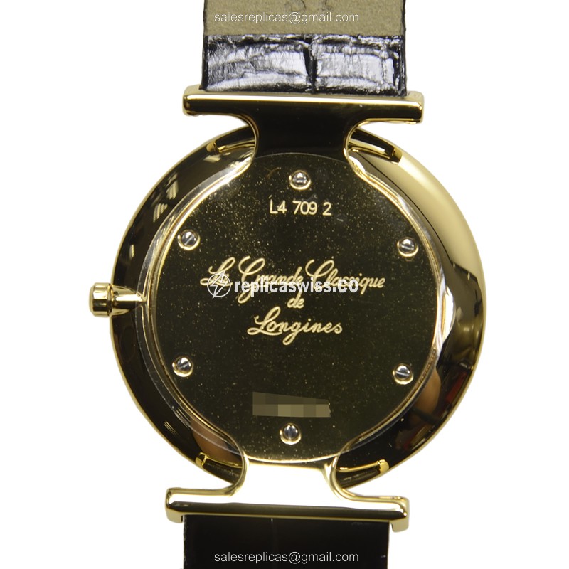 Longines L4.709.2.12.2 Replica - Quartz - Gold PVD Case - White Dial - View 3