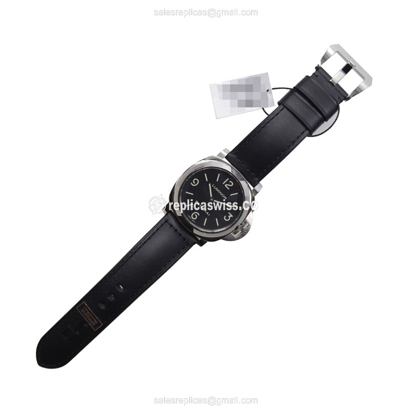 Panerai PAM00112 LUMINOR - Manual Wind - Steel Case - Black Dial - Black Cowhide Strap - Buckle Clasp - View 2